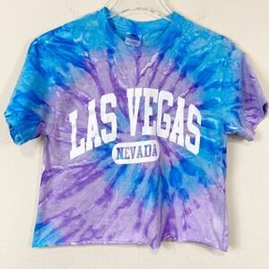 Las Vegas Tie Dyed Cropped Tee Sz Small